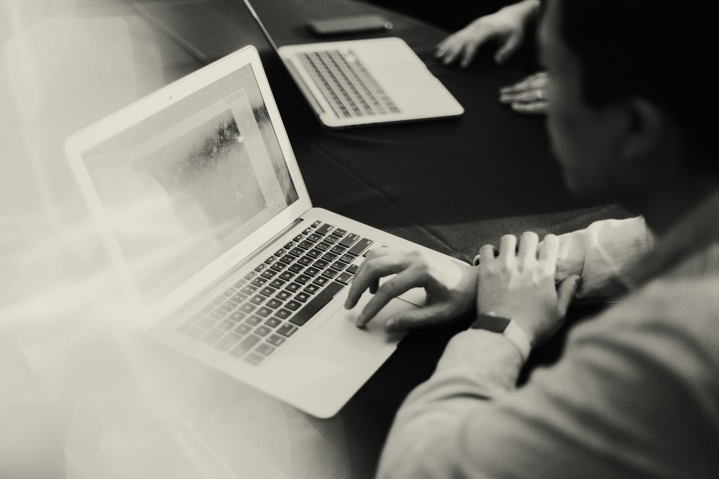 Executive working on a laptop